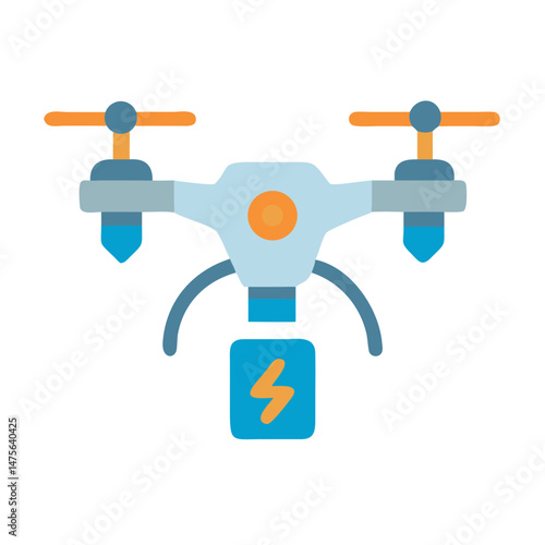 Blue and Orange Drone Vector Illustration with Black Background