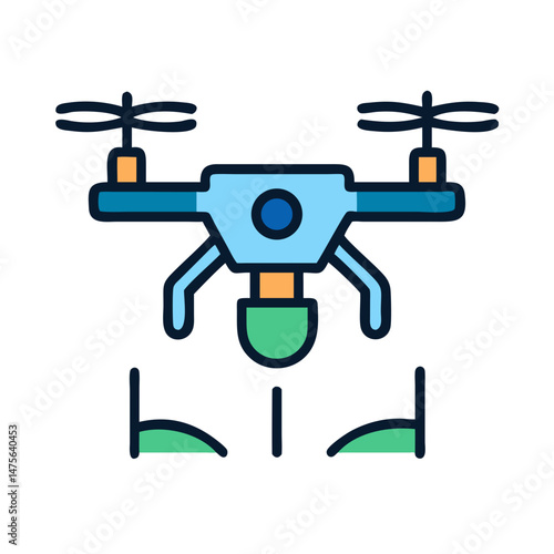 Isolated stylized drone icon on black background vector