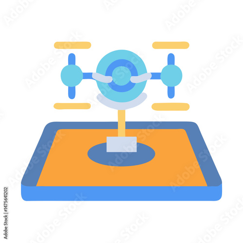 Simple drone icon vector illustration on a tablet