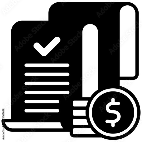 Invoice Paid glyph, mini illustration icon. use for modern concept, print, UI, UX kit, web and app development. Vector related to sales, logistic and ecommerce