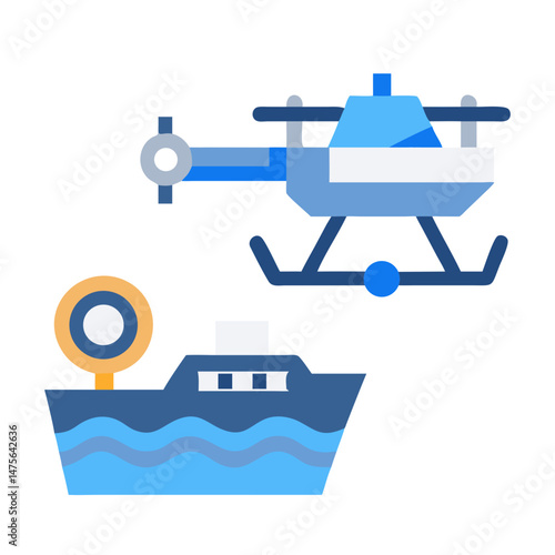 Shipping and Delivery with Helicopter Concept in Vector Style