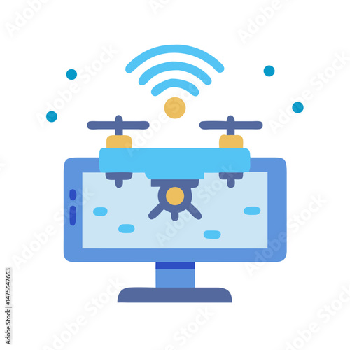 Wallpaper Mural Drone on Computer Screen with Wifi Connection Icon Torontodigital.ca