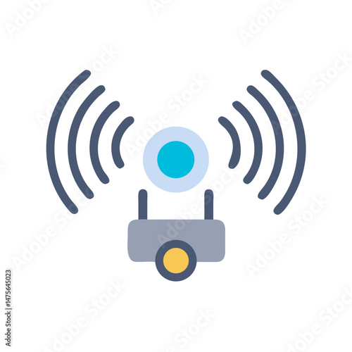 Wireless Router Access Point Icon on Black Background