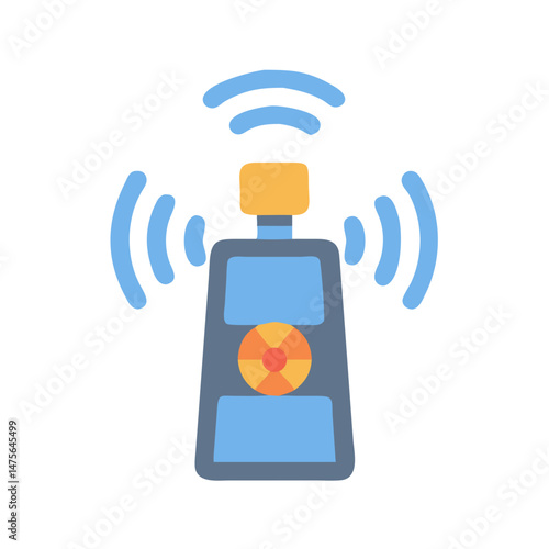 Transmitter tower vector icon with signal waves emblem