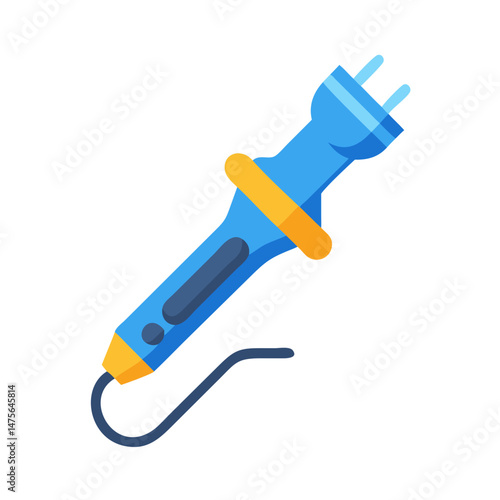 Blue and Yellow Soldering Iron on Black Background