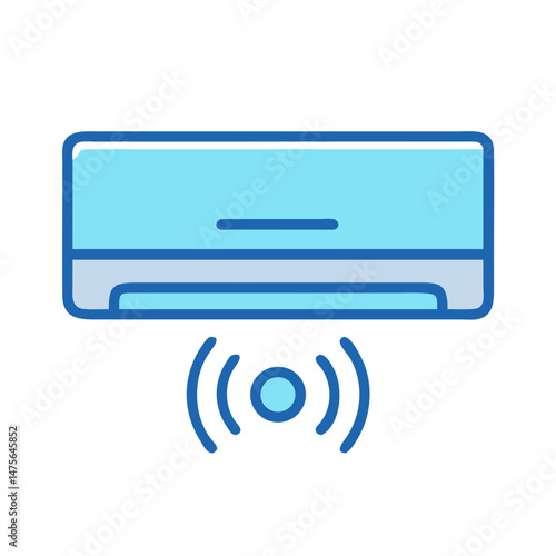 Smart Air Conditioner WiFi Connected Icon, Blue Style