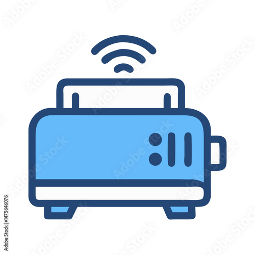 Smart Toaster Icon with WiFi Symbol on Black