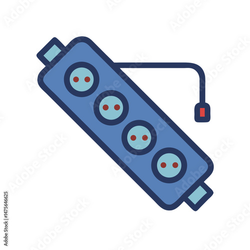 Blue Power Strip Extension Cord with Four Sockets