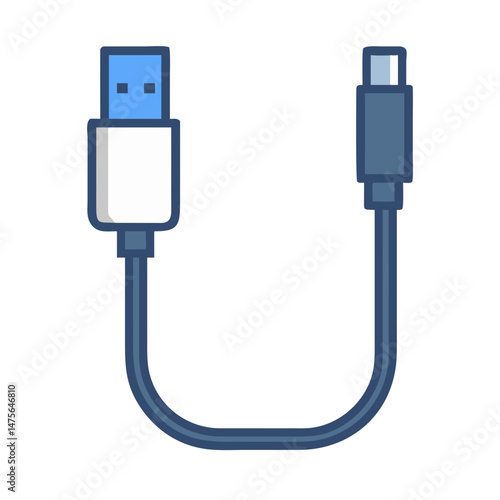 USB to USB-C Cable Icon on Black Background