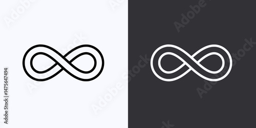 Infinity Symbol Icon – Vector Outline – Black and White Preview