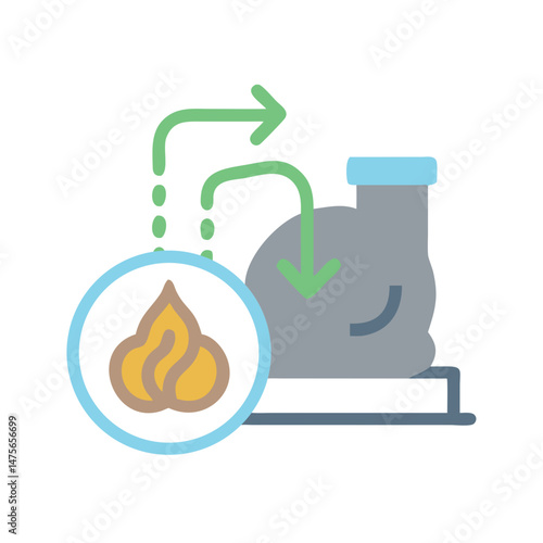 Industrial Gas Recycling Process Icon with Flow Arrows