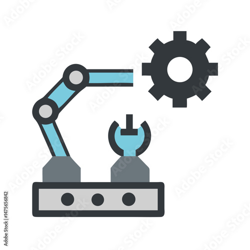 Robotic arm repairing a gear - automation concept