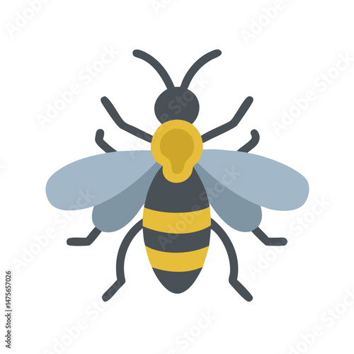 Stylized Bee Icon on Black Background Vector Illustration