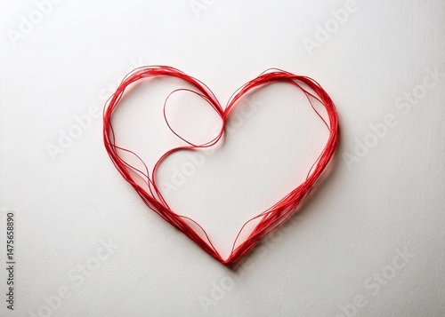 Abstract Heart Outline, White Background, Candid Photography Style
