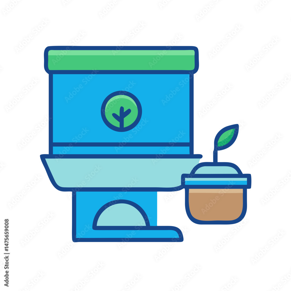 Hydroponics system with plant, indoor gardening icon design Hydroponics system with plant, indoor gardening icon design