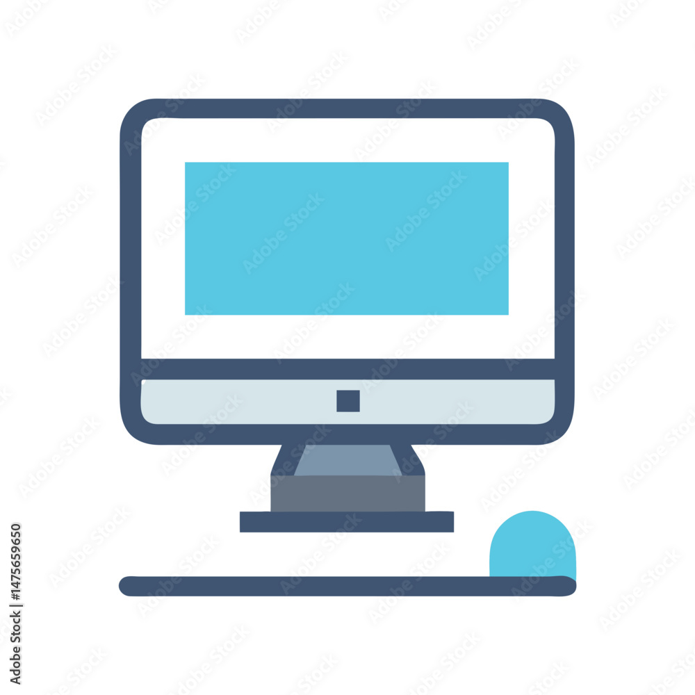 Stylish Minimalist Desktop Computer and Mouse Icon Illustration Stylish Minimalist Desktop Computer and Mouse Icon Illustration