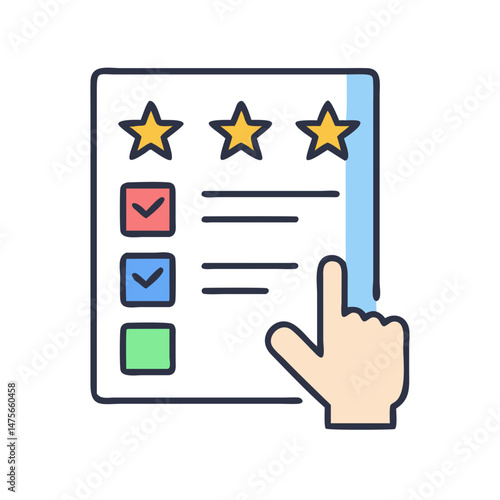 Customer feedback form with rating stars and checkboxes
