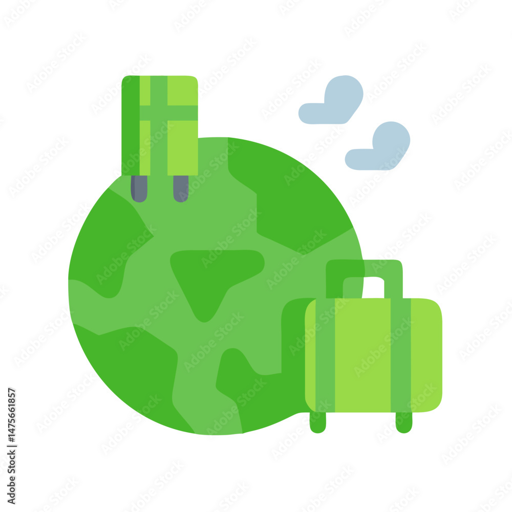 Obraz premium Global Travel and Tourism: Suitcases Around the Earth