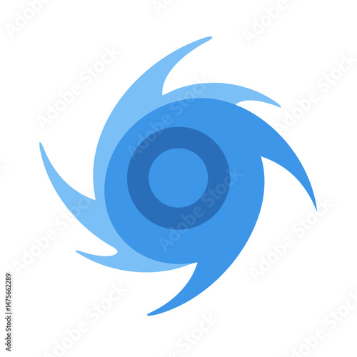 Simple Blue Hurricane Swirl on a Black Background