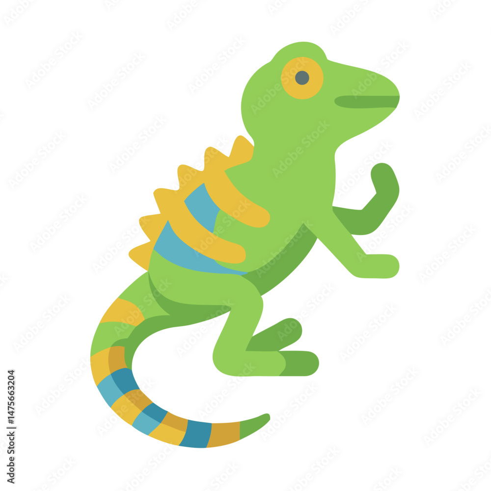 Fototapeta premium Cartoon Lizard Green Reptile Isolated Illustration