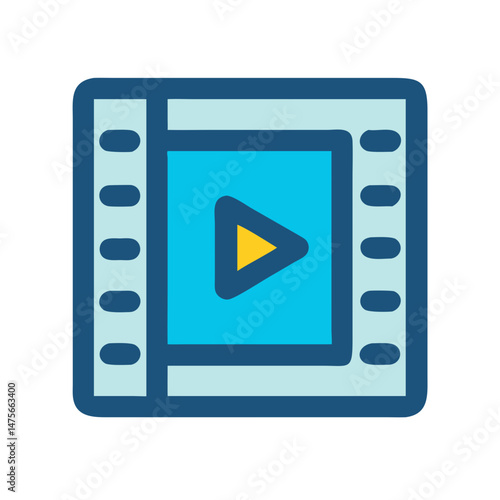 Play button on Film Reel for Media Content