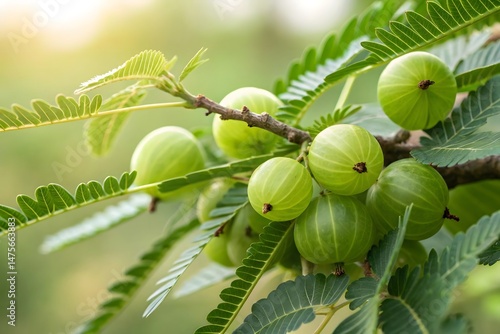Indian Gooseberry (Amla) Tree Branch with Fruits