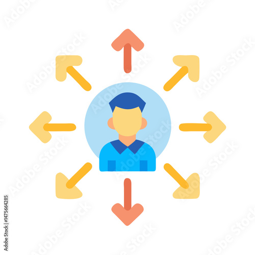 Centralized Person with Outward Arrows: Management Style