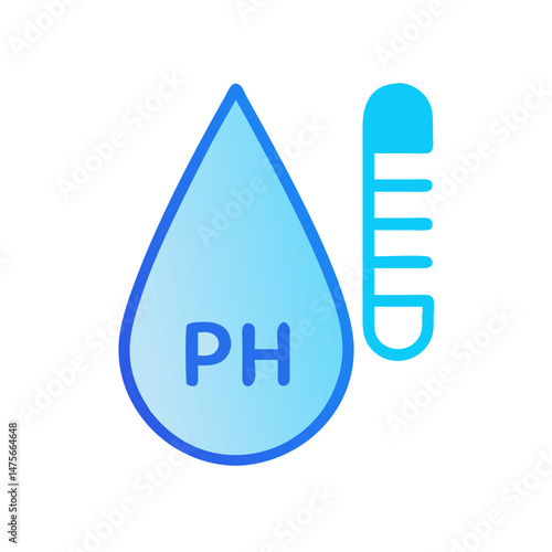 Water pH level measurement icon on black background