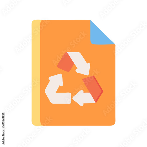 Recycle File Illustration, Eco-Friendly Document, Orange and White