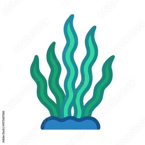 Seaweed Vector Illustration in Blue and Green Tones