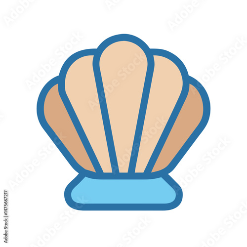 Elegant Seashell Icon with Blue Outline on Black Background