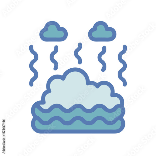 Cartoon steam bath or hot tub icon design