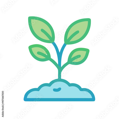 Plant sprout in soil, growing plant illustration icon