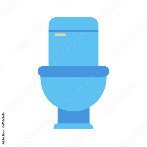 Simple blue toilet on black background flat icon