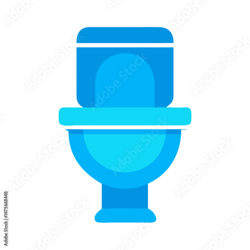 Blue Toilet Bowl Illustration on Black Background