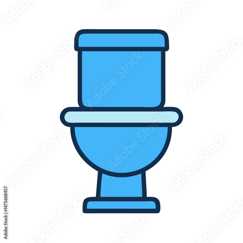 Blue toilet icon with black background simple graphic