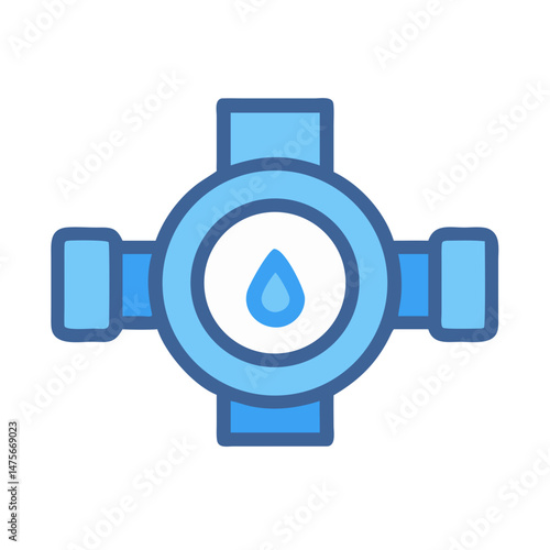 Blue water meter icon on black background image