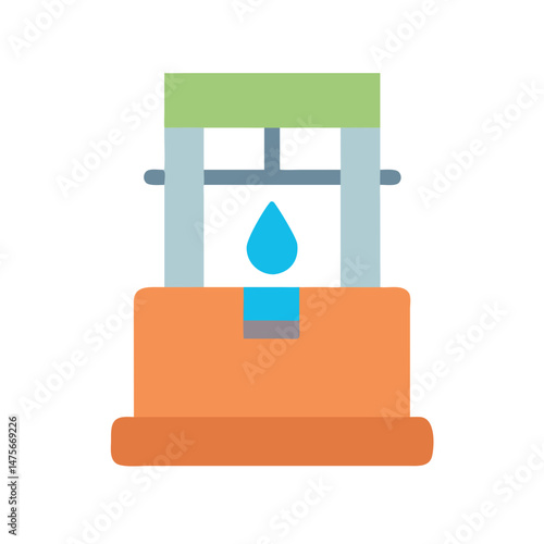 Minimalist Well Water Source Illustration on Black Background