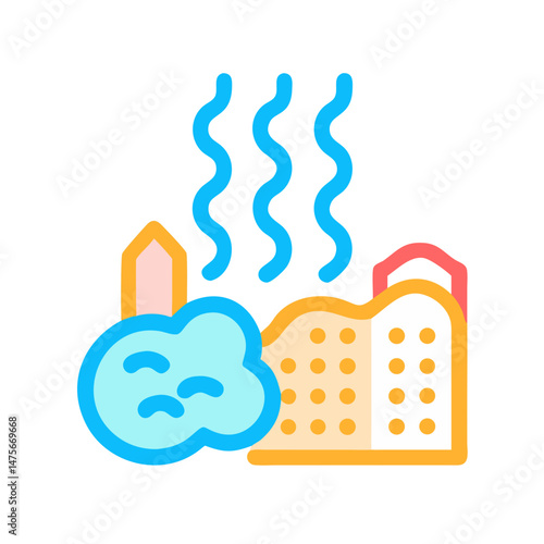 Geothermal power plant icon, renewable energy concept illustration