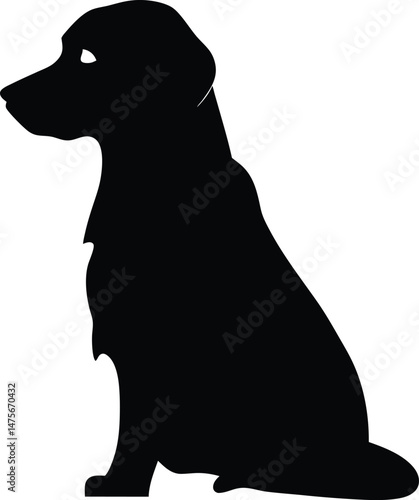 Retriever silhouette, Line art vector illustration of a Golden Retriever with a soft wavy coat and standing happily