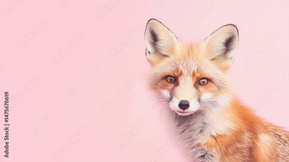 Fototapeta premium Fox against a pink backdrop