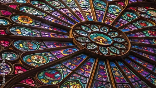 stained glass window in notre dame de paris