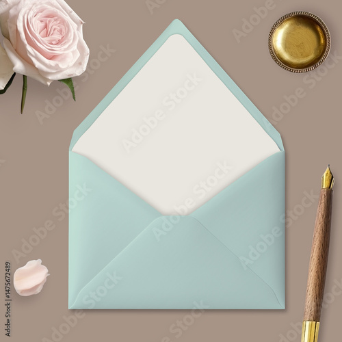 Mockup of a blank envelope with a liner, styled photo template