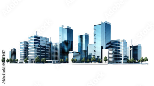Modern business office buildings on white background