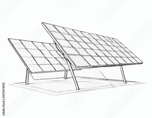 Geometric Line Art of a Solar Panel Array