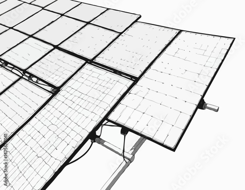 Geometric Line Art of a Solar Panel Array