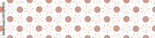 Simple whimsical modern floral abstract border shape seamless pattern. Trendy pastel color banner with hand drawn playful style for edging trim, wash tape and summer texture ribbon background.