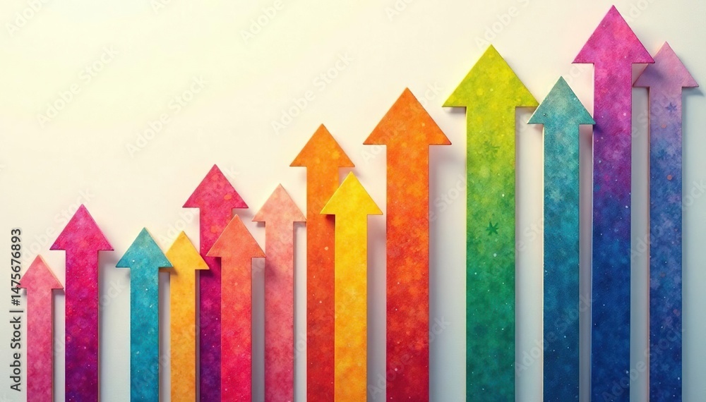 A colorful array of arrows pointing upwards, symbolizing gratitude and positive growth , gratefulness, vector art A colorful array of arrows pointing upwards, symbolizing gratitude and positive growth , gratefulness, vector art