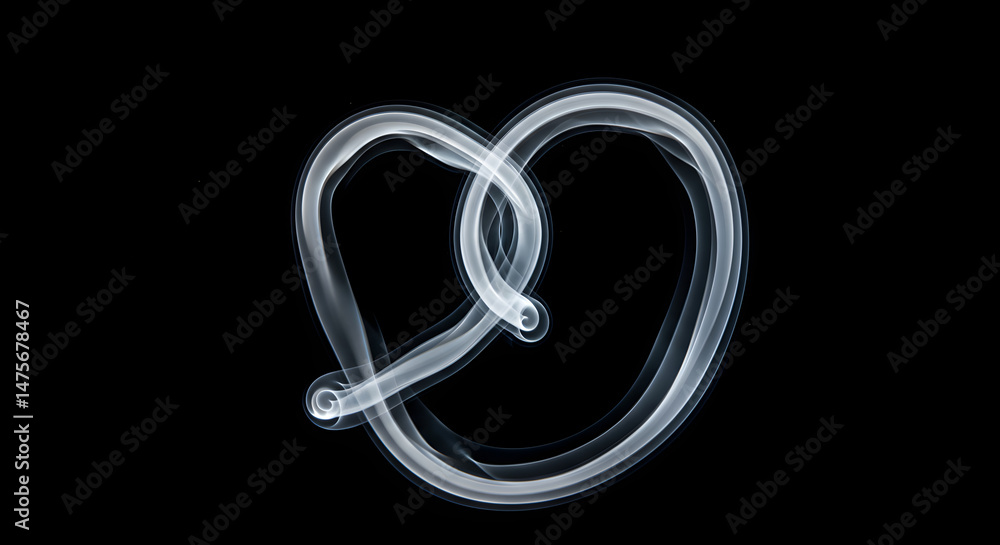 Naklejka premium Mystical Smoke Pretzel Shape Against Dark Background For Design