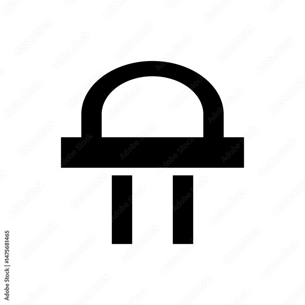 A minimalistic illustration of a black lock with a rounded top and two vertical bars on a white background A minimalistic illustration of a black lock with a rounded top and two vertical bars on a white background